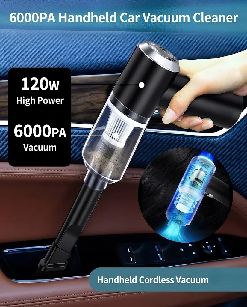 3-in-1 Portable Wireless Vacuum Cleaner - Rechargeable Handheld Mini Car Vacuum & Air Duster Blower