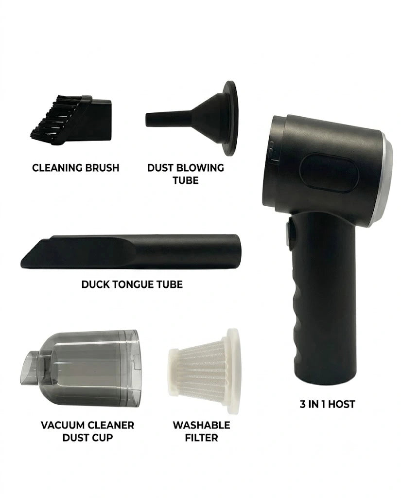 3-in-1 Portable Wireless Vacuum Cleaner - Rechargeable Handheld Mini Car Vacuum & Air Duster Blower